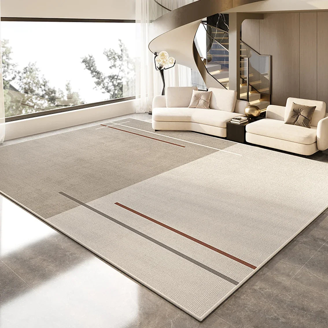 Perfecsy VIKAMA Minimalist Cream-Style Carpet For Large-Scale Living Room Floor Mat, Sofa, Coffee Table And Blanket For Home 