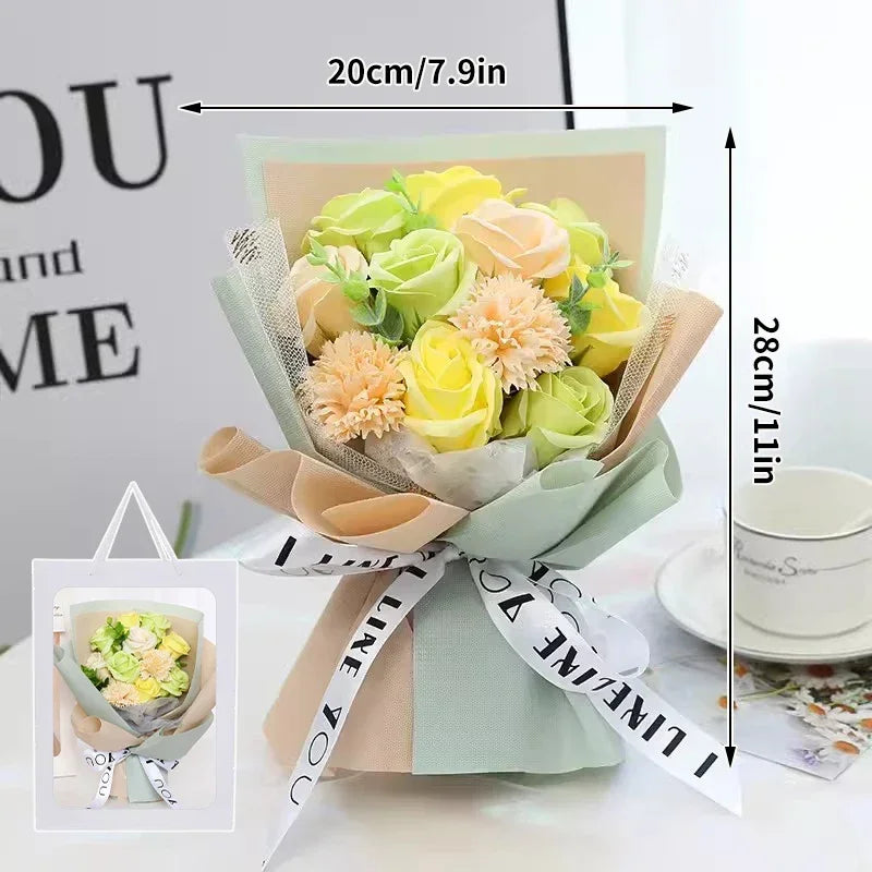 Perfecsy Artificial Soap Flower Preserved Bouquet Pink Rose Realistic for Mothers Day Valentines Day Anniversary Romantic Gif