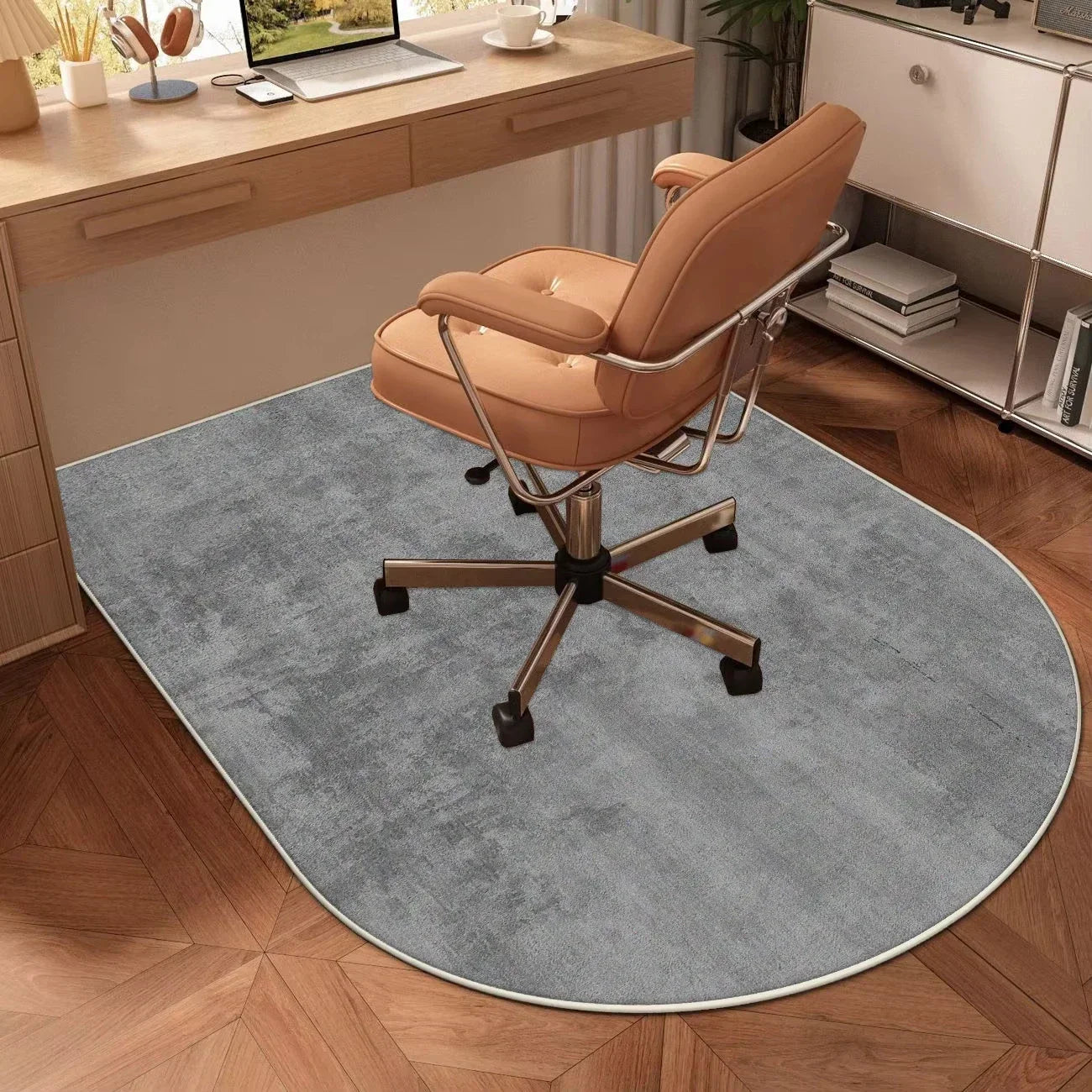 Perfecsy VIKAMA Solid-Color Arched Carpet Study Desk And Chair Floor Mat Office, Study Swivel Chair Floor Protection Pad Home