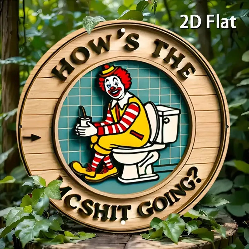 Perfecsy [Vintage Clown] 1pc Vintage Clown Aluminum Wall Art Sign | 2D Flat | Aluminum | Humorous Decor, Durable | Home, Gara