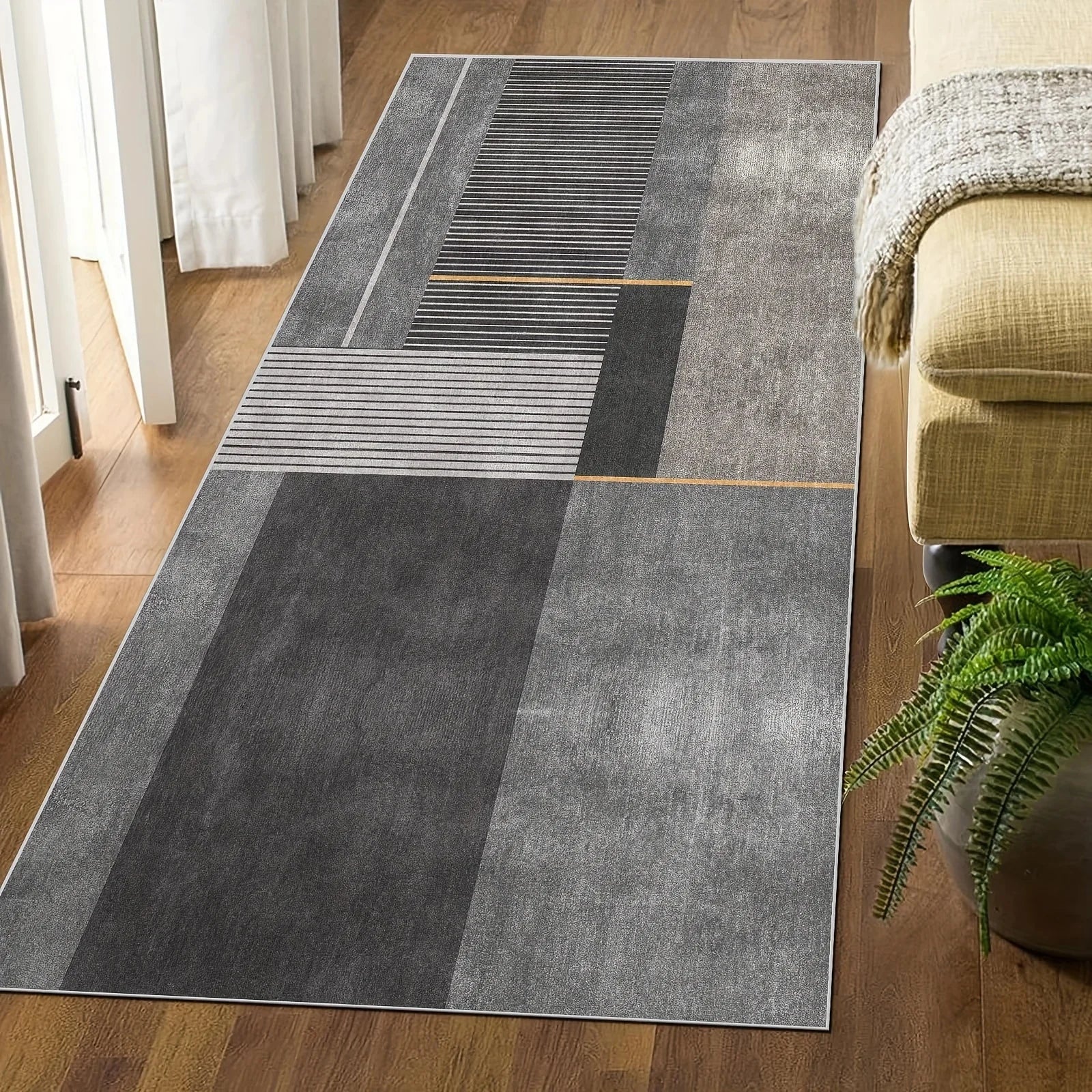 Perfecsy VIKAMA Minimalist Geometric Rugs Ideal For Hallways, Kitchen Mats, And Entrance Hall Doormats Durable And Easy-Care 