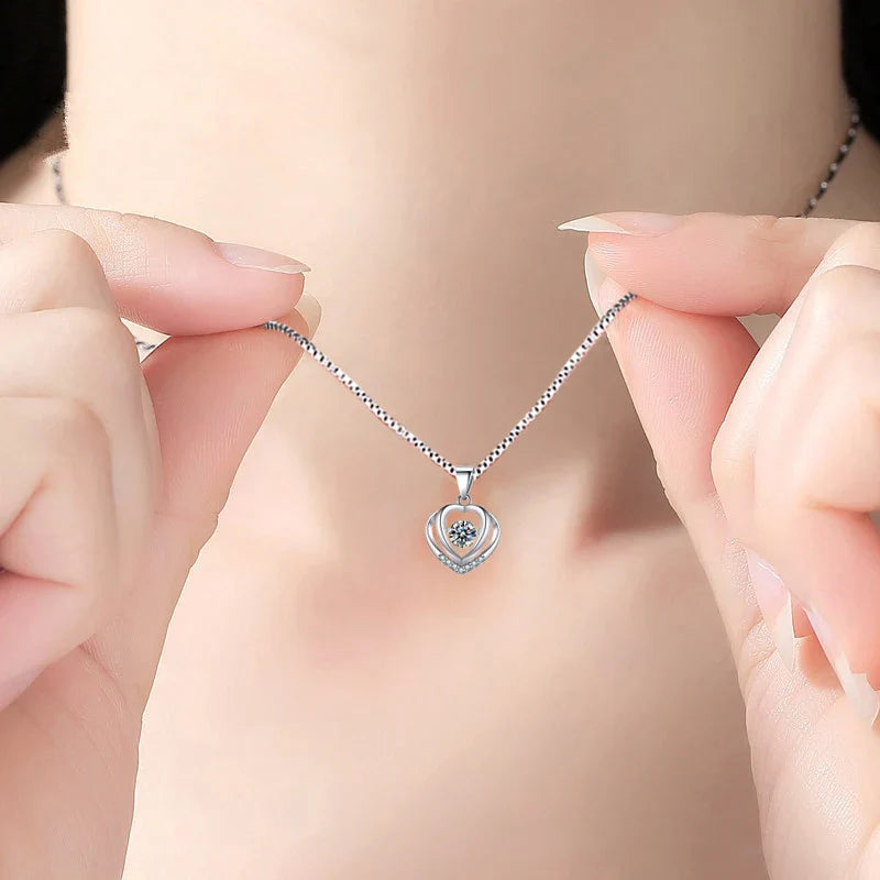 SORI STYLE 925 Sterling Silver Heart Pendant Necklace for Women — alternative angle