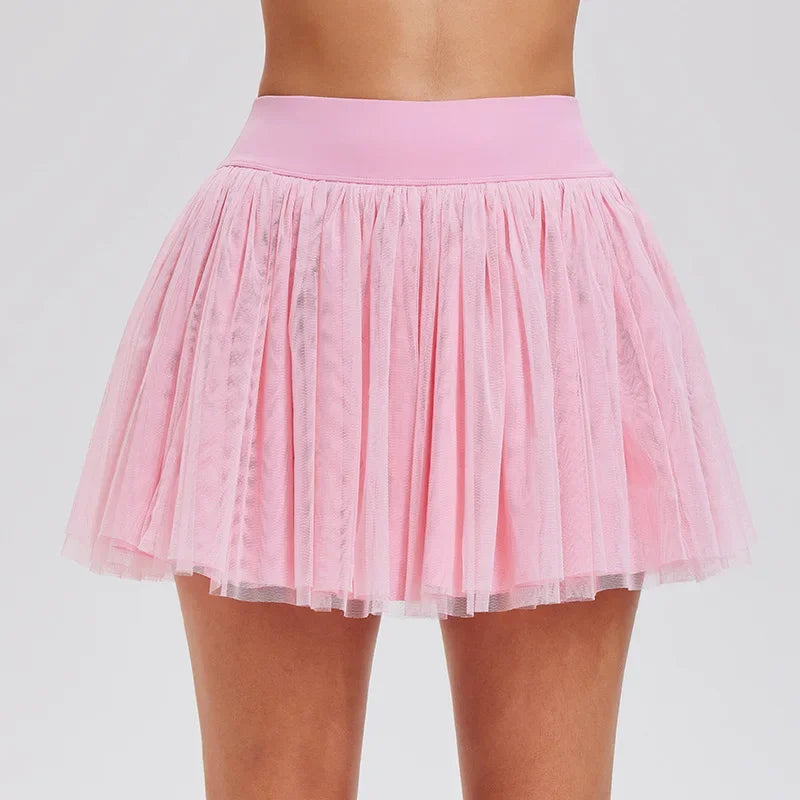 Puffy Tennis Skirt Quick Dry High Waist Tutu Badminton Skort With Pocket