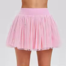 Puffy Tennis Skirt Quick Dry High Waist Tutu Badminton Skort With Pocket