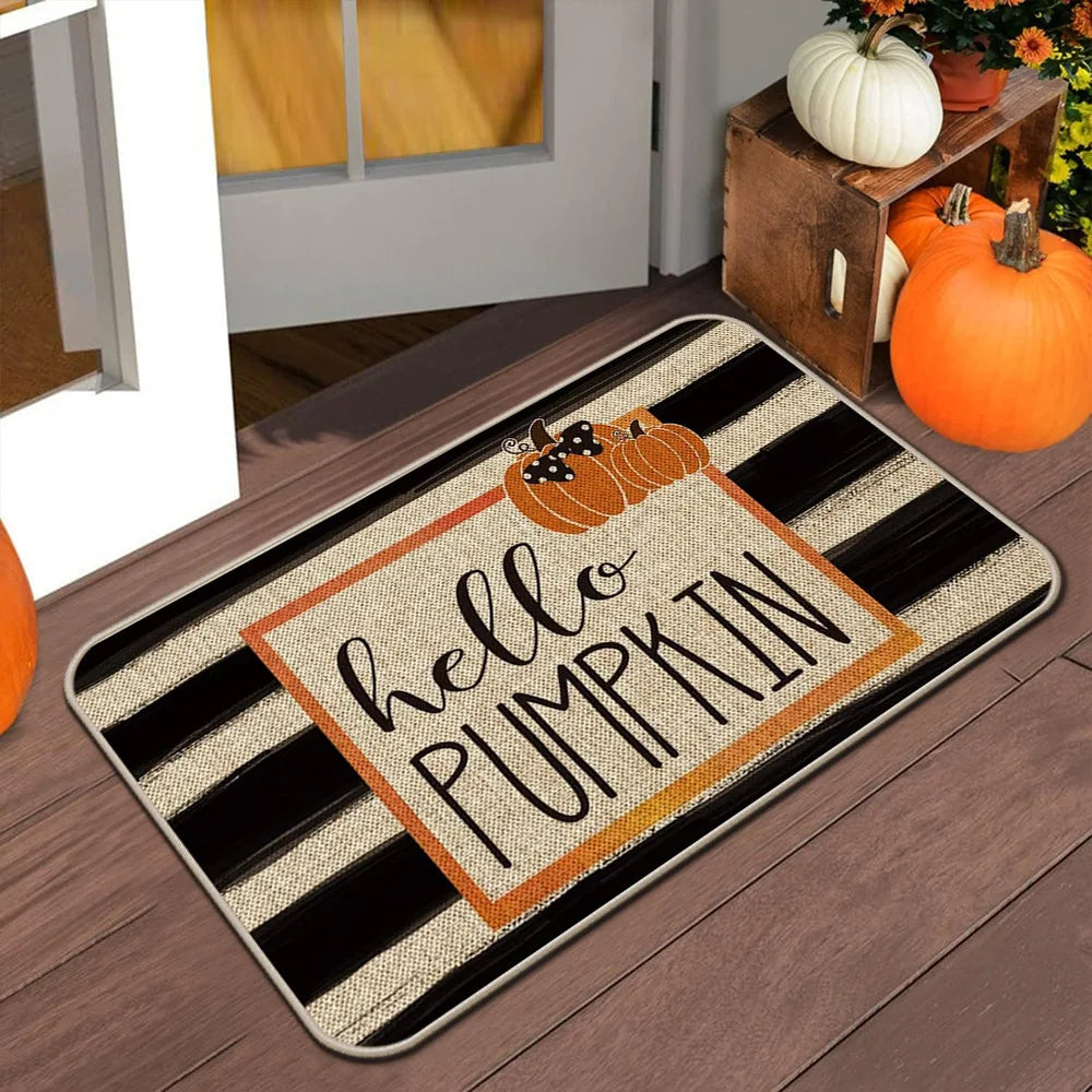 Perfecsy VIKAMA Halloween Autumn Door Mat Thanksgiving Welcome Mat Indoor/Outdoor Anti-Slip Carpet Home Decoration — size ref