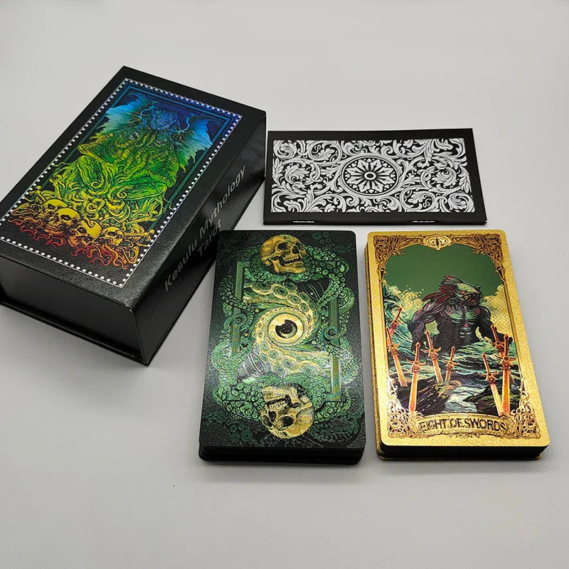 Legend Cthulhu Whispers Of The Old Gods Luxe Gold Foil Tarot PVC Divination Cards With Frosted Finish In Nice Megnetic Box