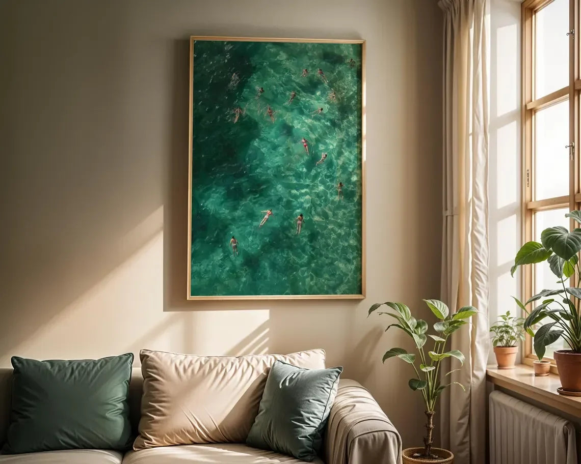 Perfecsy Swimming in Green Abstract Print | Vintage Retro Wall Art | Minimalist Green Holiday Decor | Digital Art Gift | Inst