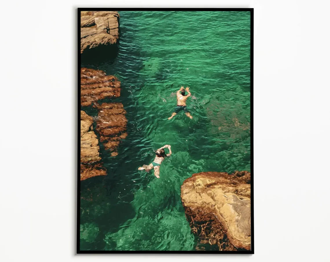 Perfecsy Swimming in Green Abstract Print | Vintage Retro Wall Art | Minimalist Green Holiday Decor | Digital Art Gift | Inst