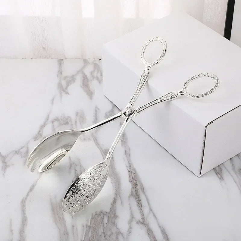 Perfecsy Zinc Alloy Metal Spoon Salad Clip Exquisite Party Self-service Clip Tray Cake Birthday Party Tableware Clip Multifun