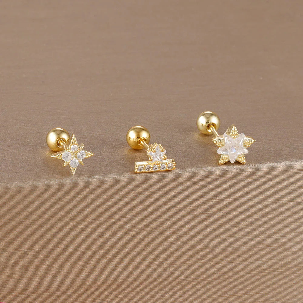 SORI STYLE 3PCS Crown Stud Earring Set for Women — feature highlight
