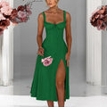 Envy NYC Envy NYC Square Neck Lace Up Corset Midi Dress — detail shot 7
