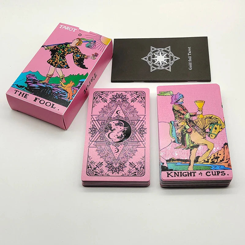 Perfecsy Without Gold Waterproof Plastic Tarot Cards With Manual PVC Board Game Astrologic Oracle Deck For Beginners — in-use