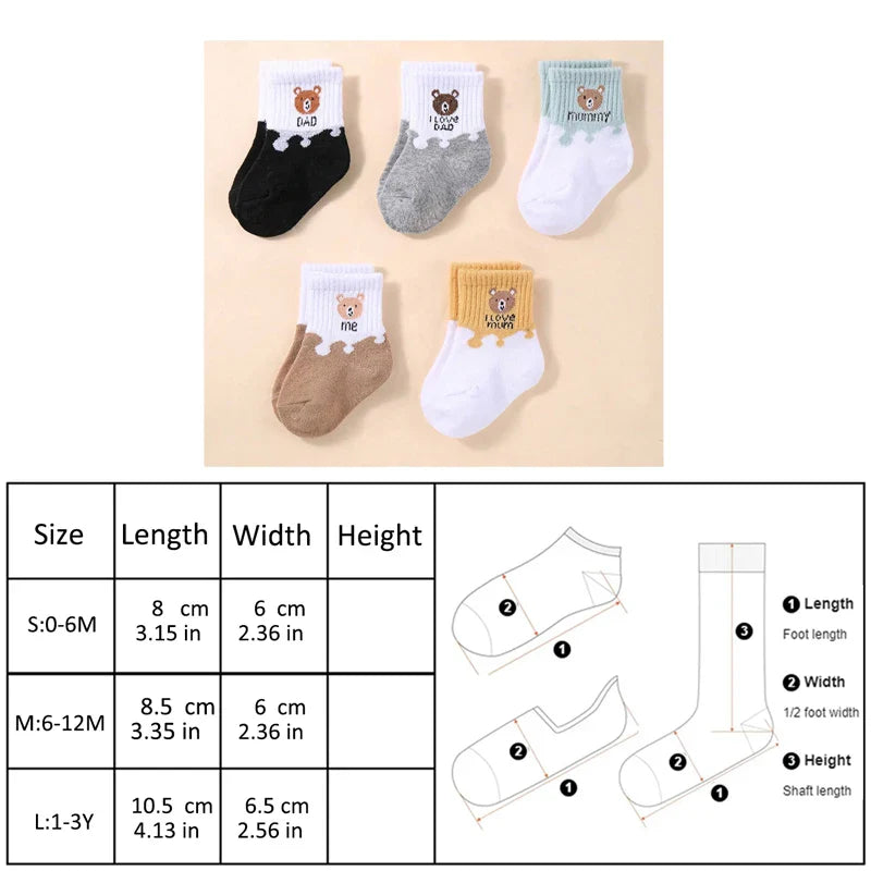 SORI STYLE 5 Pairs Baby Ankle Socks for Boys & Girls — back view