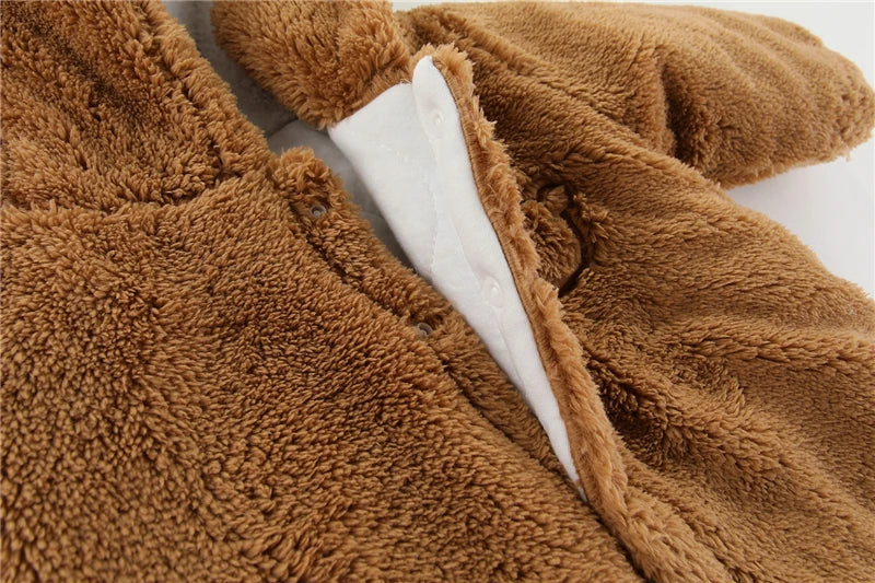 SORI STYLE Winter Hooded Baby Romper with Cute Ears — detail close-up