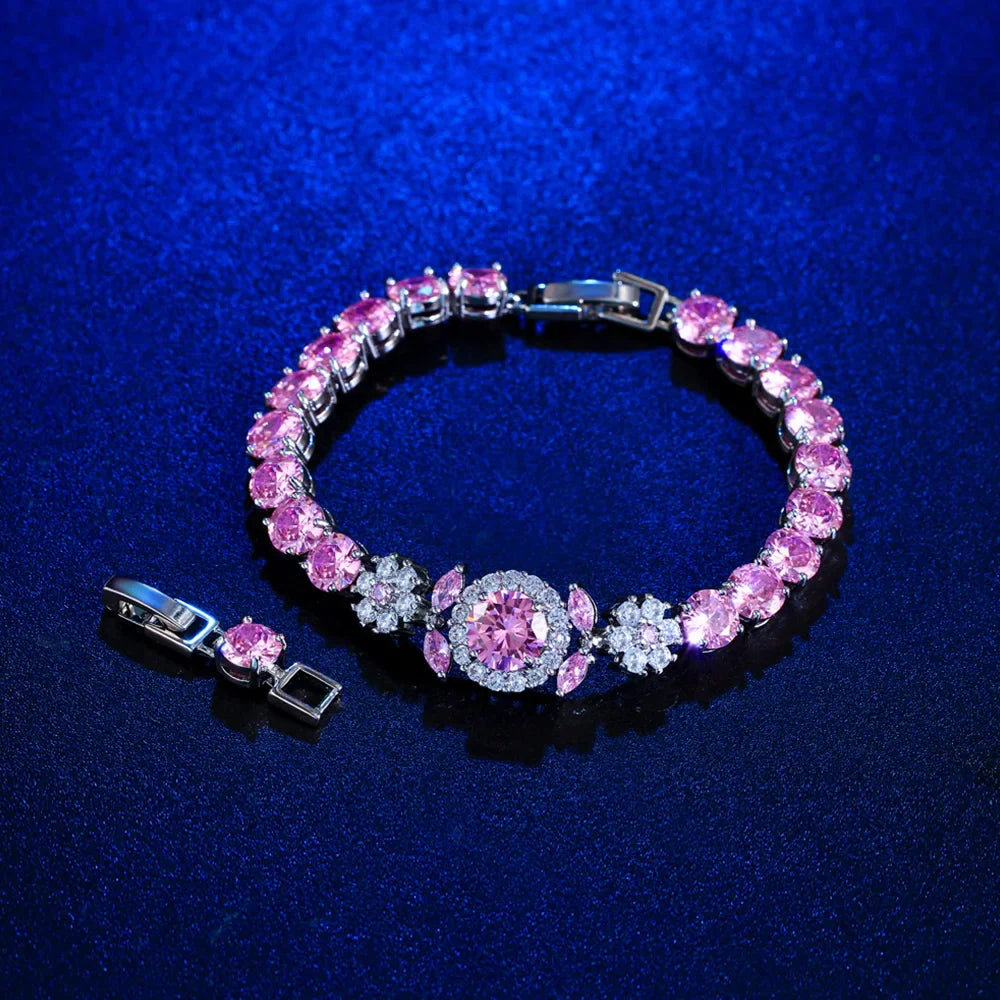 MyClosetAid Pink Round Cubic Zircon Tennis Bracelet — in-use photo