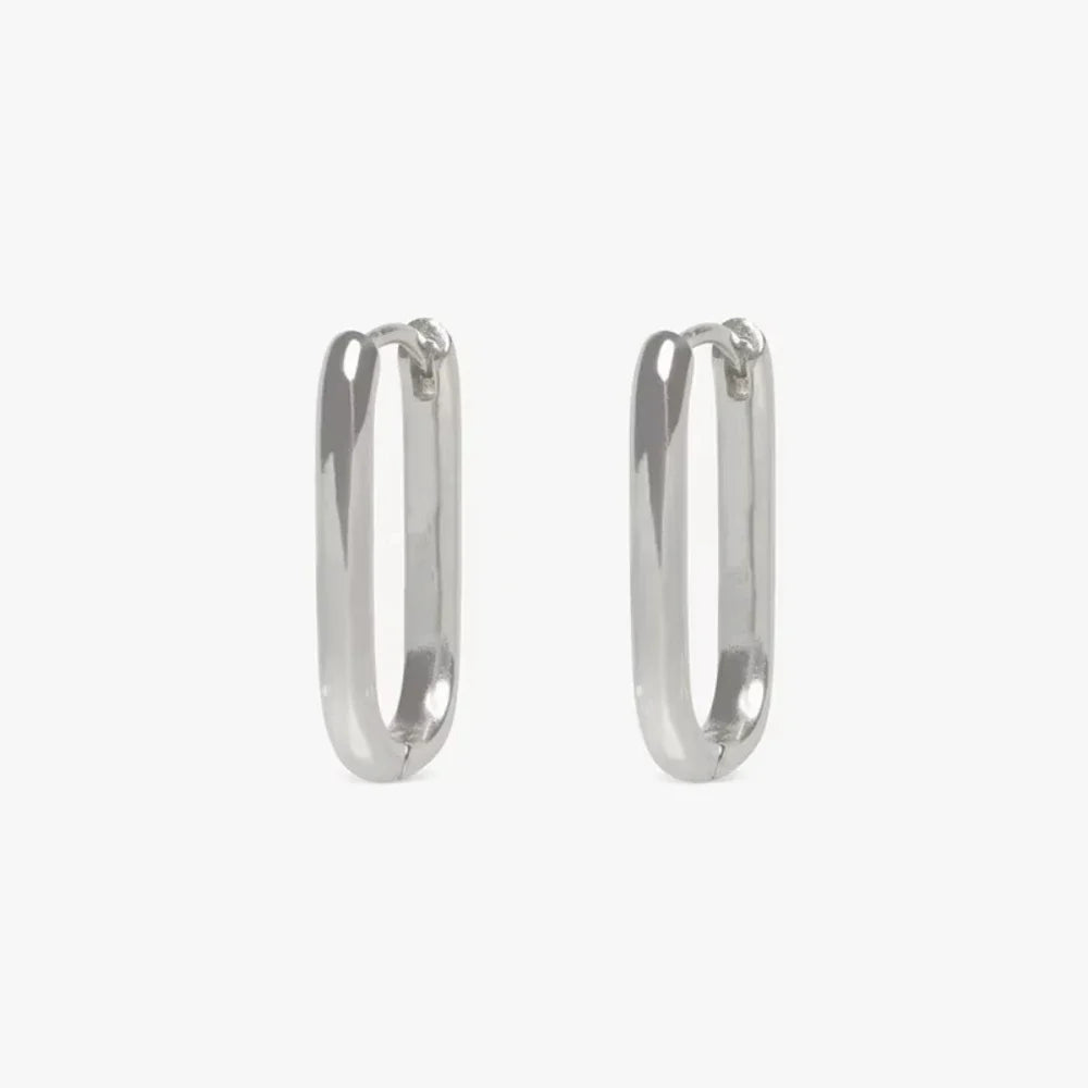 SORI STYLE Minimalist Huggie Square Hoop Earrings — product on model