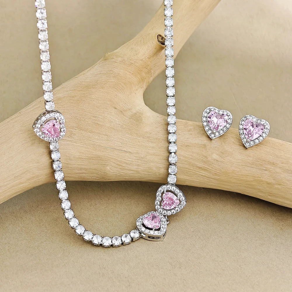 MyClosetAid Pink Heart Necklace set — back view