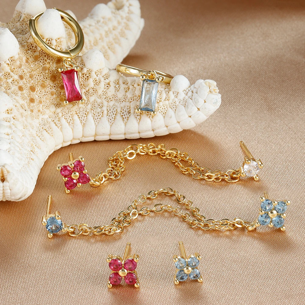 SORI STYLE Zodiac Birthstone Earrings Set for Everyday Celestial Style — size reference