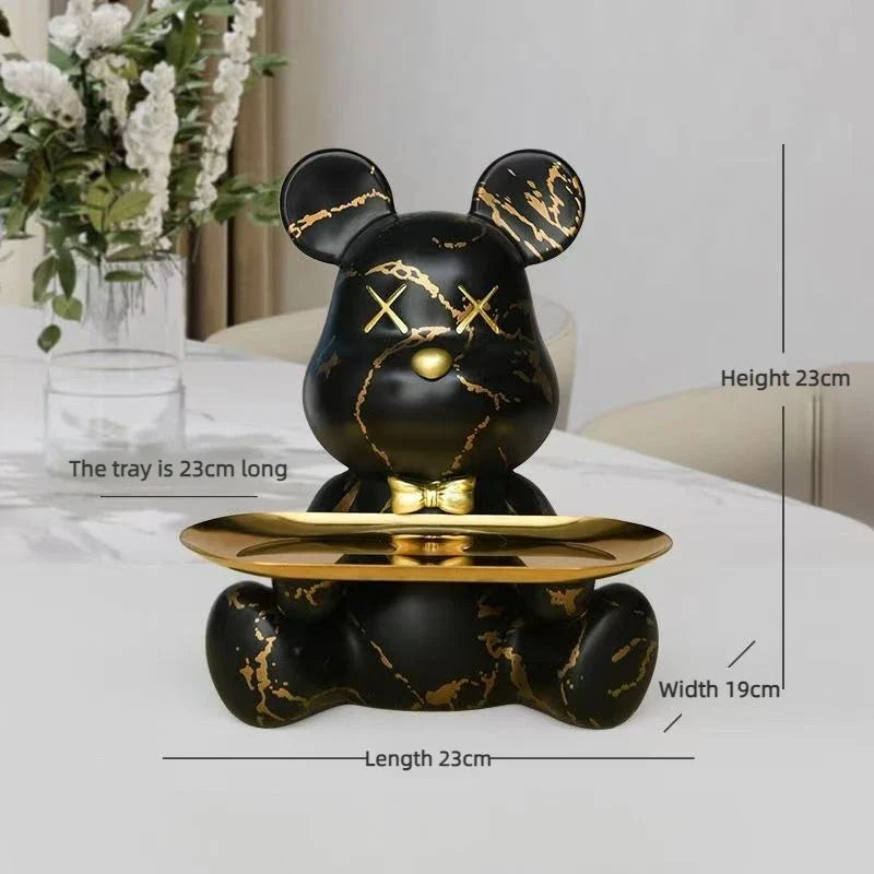 Perfecsy Trendy Colorful Graffiti Bear Abstract Resin Storage Statue Cute Doodle Animal Organizer Desk Holder for Home Office