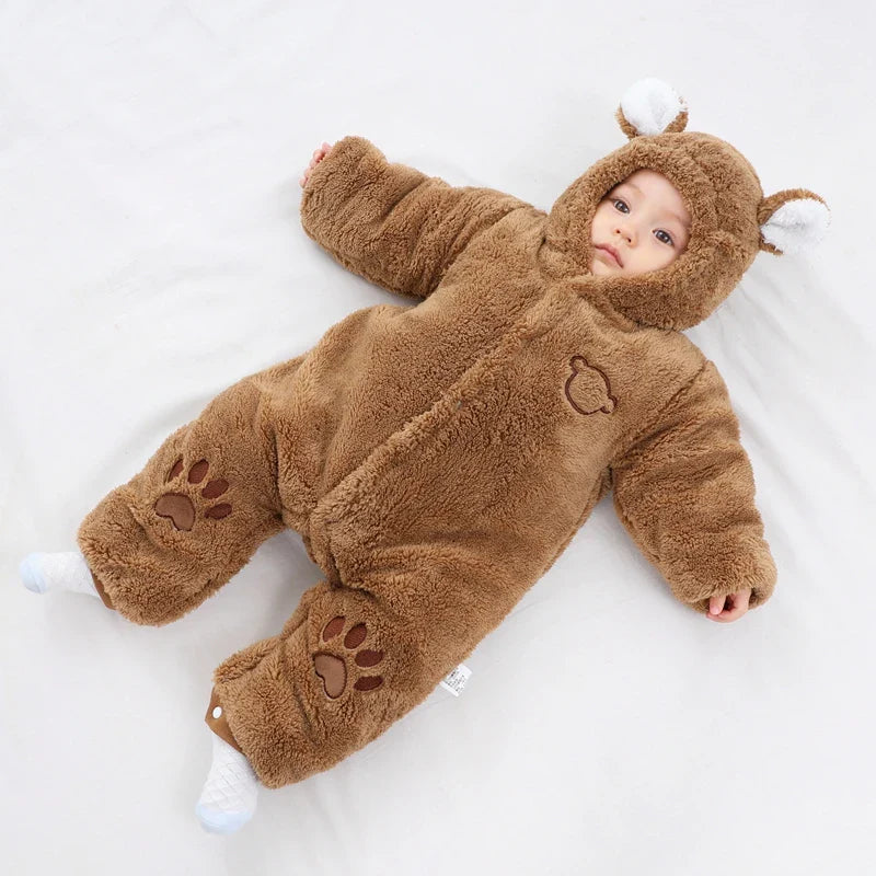 SORI STYLE Winter Hooded Baby Romper with Cute Ears — size reference