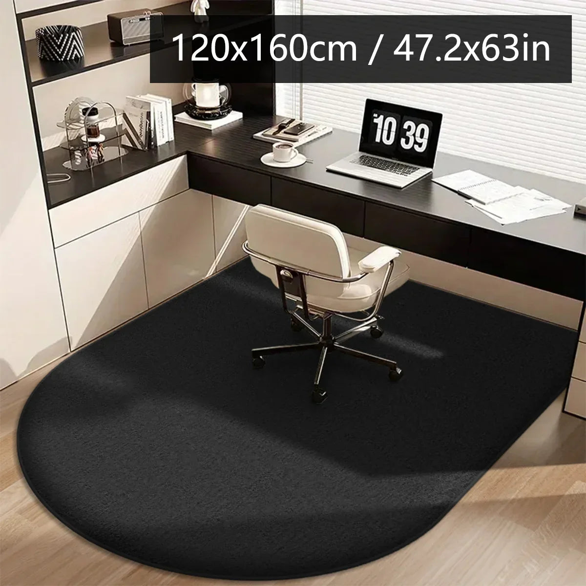 Perfecsy VIKAMA Solid Colour Arched Rug Soft And Non-Slip Office, Study Computer Chair Mat Dressing Table Foot Pad Home Decor