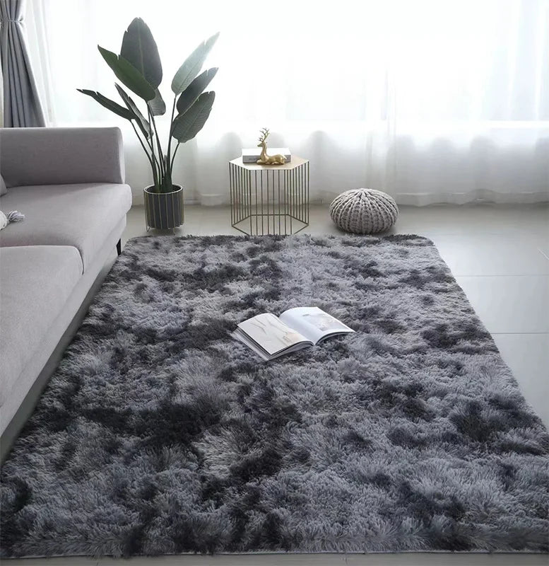 Perfecsy VIKAMA Minimalist Solid Color Shaggy Rug Fluffy and Soft Living Room Sofa Coffee Table Rug Nursery Floor Mat Home De