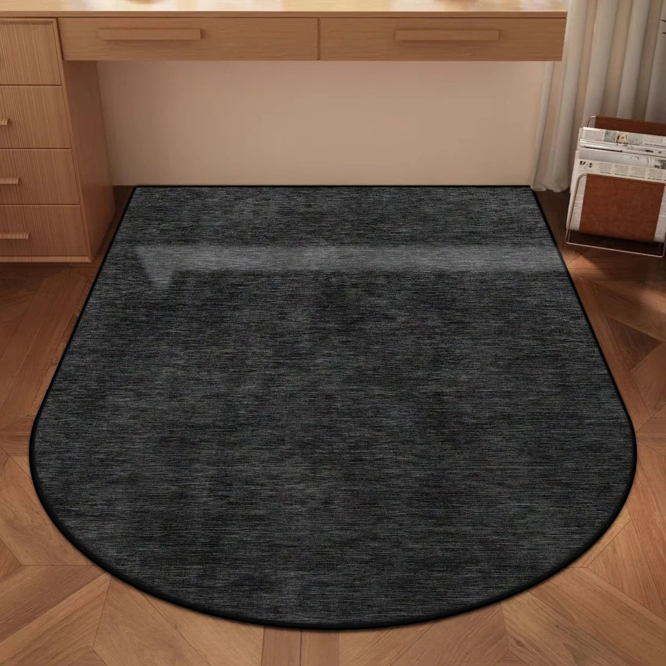 Perfecsy VIKAMA Solid-Color Arched Carpet Study Desk And Chair Floor Mat Office, Study Swivel Chair Floor Protection Pad Home