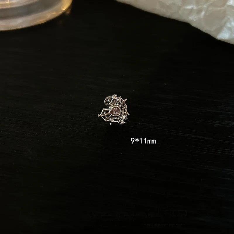 MyClosetAid 1 PCS Pink Bowknot Shiny Ear Bone Nail 316L Stainless Steel Korean Style Zircon Crystal Earring Women Y2K Cute Co