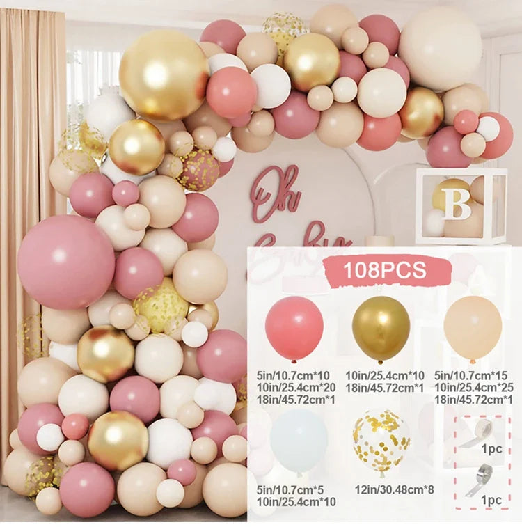 Perfecsy Tender Pink Gold Balloon Garland Arch Kit Wedding Birthday Party Decoration Adult Kids Baby Shower Decor Ballon Wedd