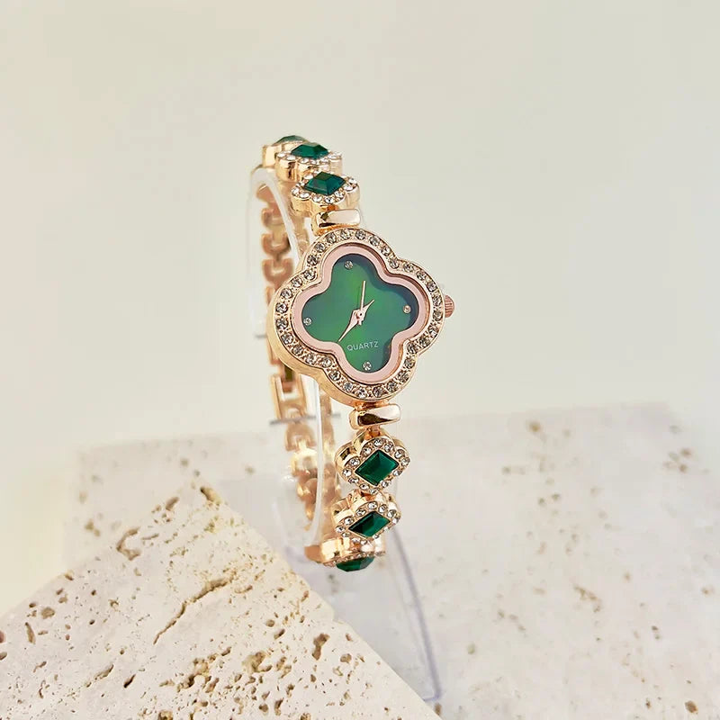 MyClosetAid Four-leaf Clover Embedded Diamond Watch — back view