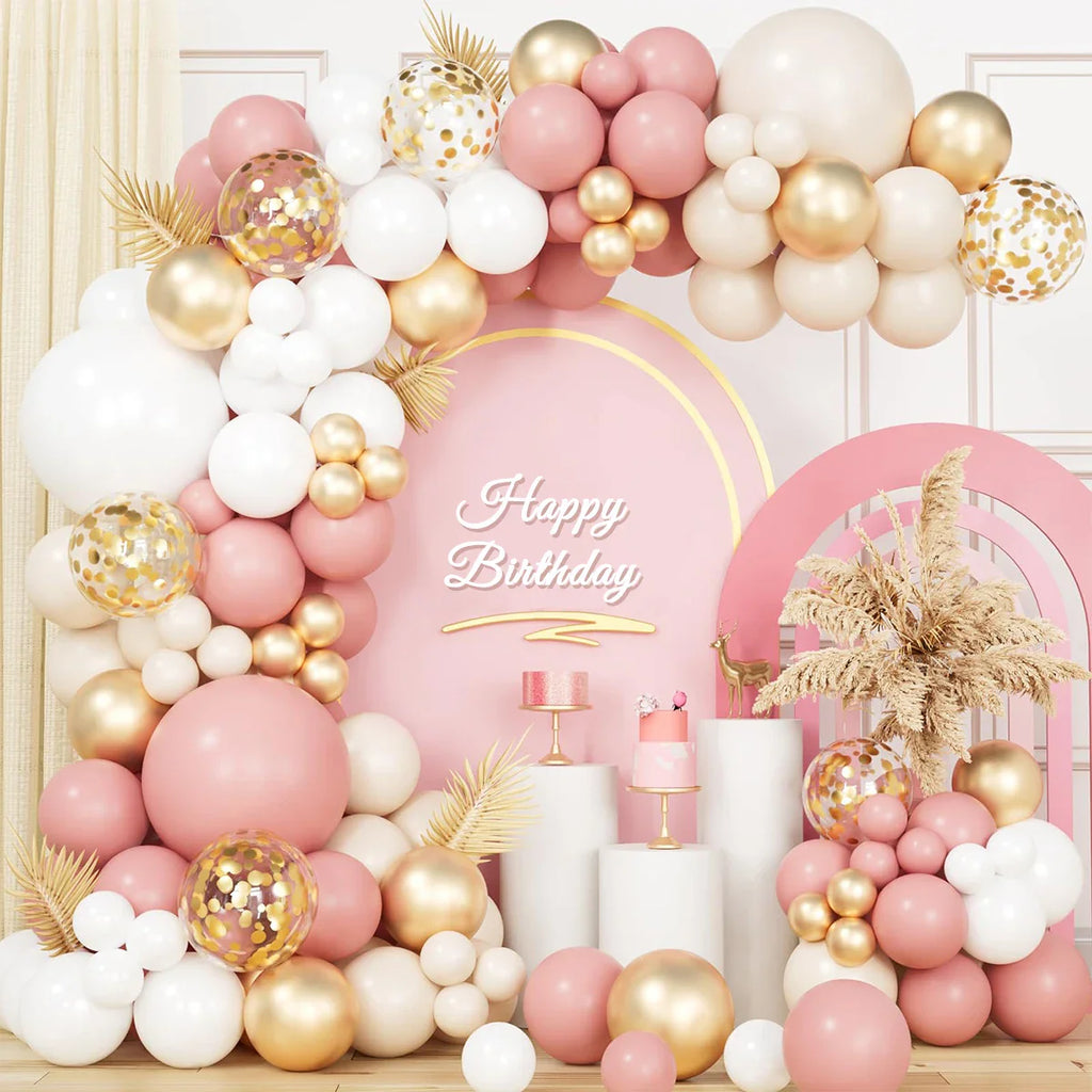 Perfecsy Pink Gold Balloon Garland Arch Kit Birthday Party Decor Kids Girl Wedding Birthday Party Baloon Supplies Baby Shower