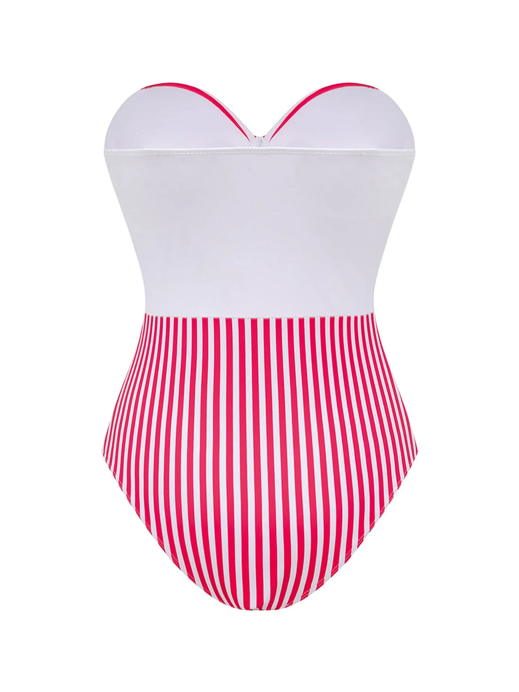Women's Striped One-Piece Swimwear – Convertible Bandeau Push-Up Swim Dress