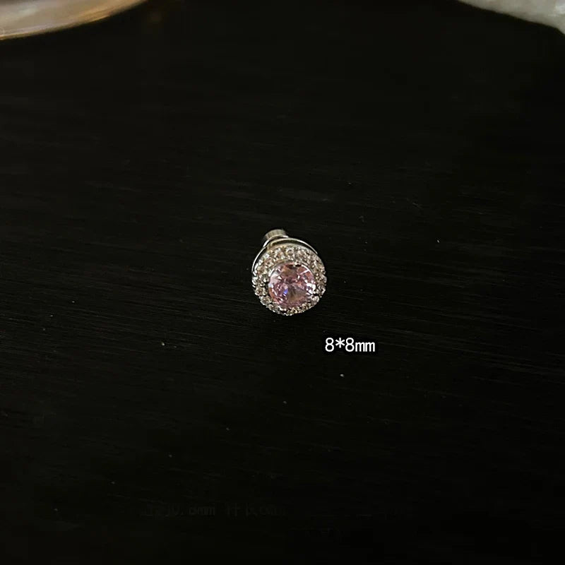 MyClosetAid 1 PCS Pink Bowknot Shiny Ear Bone Nail 316L Stainless Steel Korean Style Zircon Crystal Earring Women Y2K Cute Co