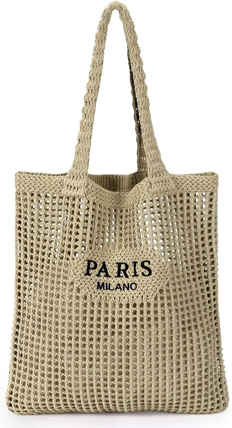 Crochet Tote Bag Women Mesh Beach Knit Summer Aesthetic Boho