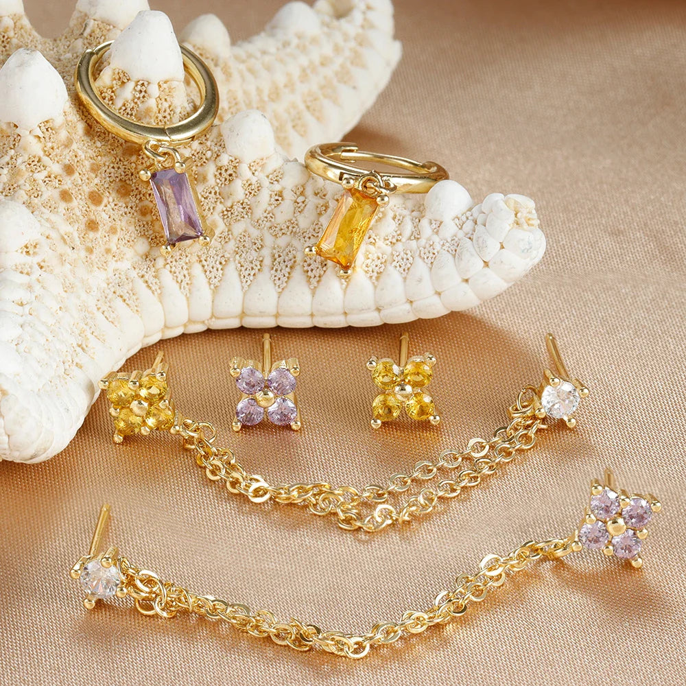 SORI STYLE Zodiac Birthstone Earrings Set for Everyday Celestial Style — color detail