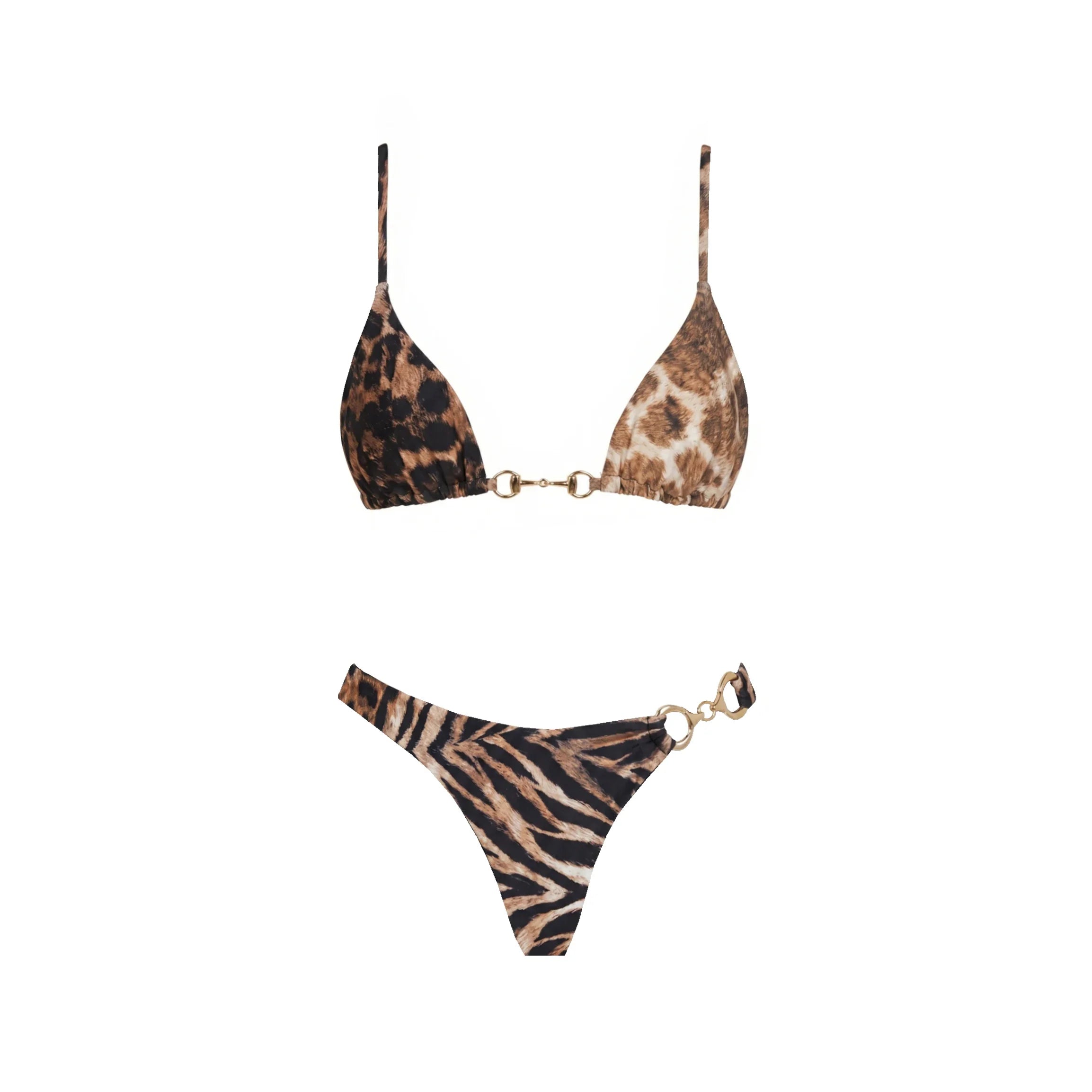 Women's 2 Piece Halter Bikini Set Printed Push Up Swimsuit With Mini Skirt