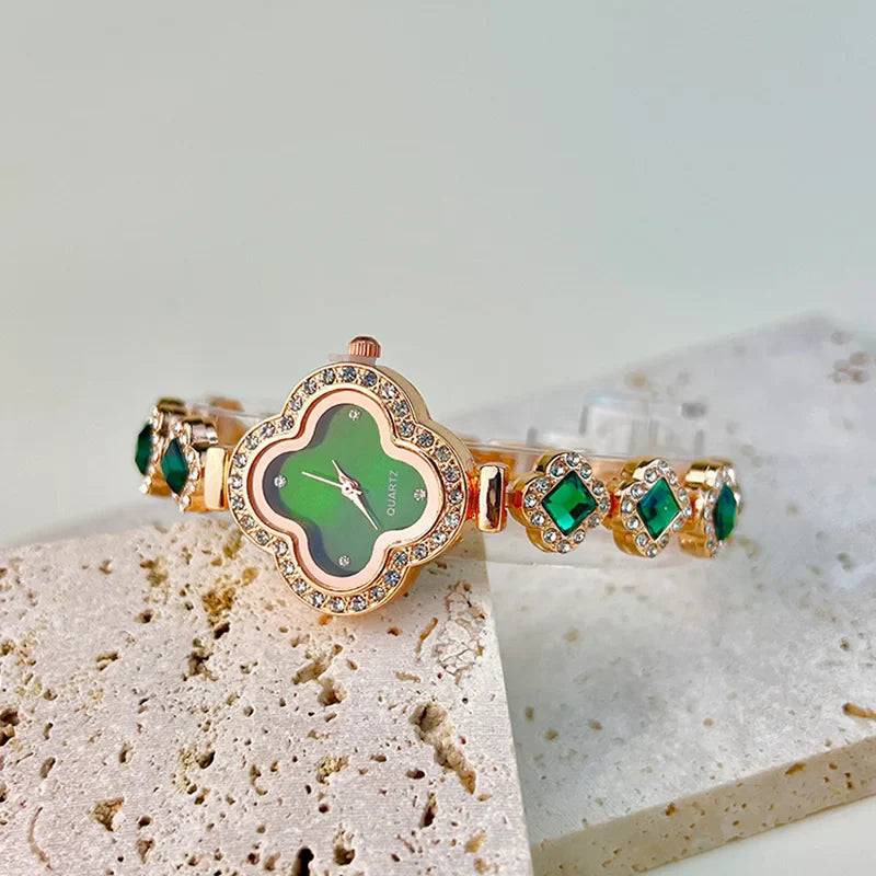 MyClosetAid Four-leaf Clover Embedded Diamond Watch — main product shot