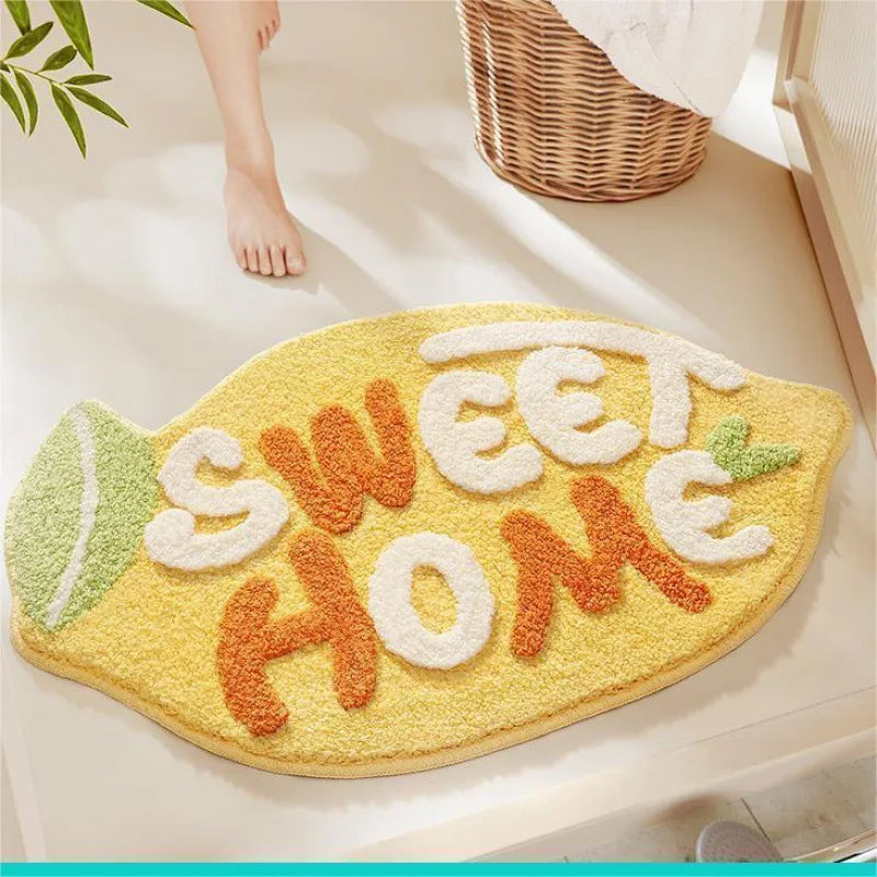 Perfecsy VIKAMA Little Fresh Fruit Special Imitation Cashmere Carpet Warm Machine Washable Bathroom Door Carpet Porch Mat Hom