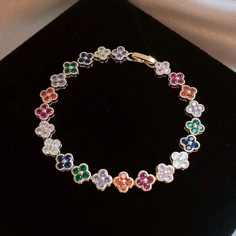 MyClosetAid Crystal Flower Lucky Stainless Steel Bracelet — lifestyle context
