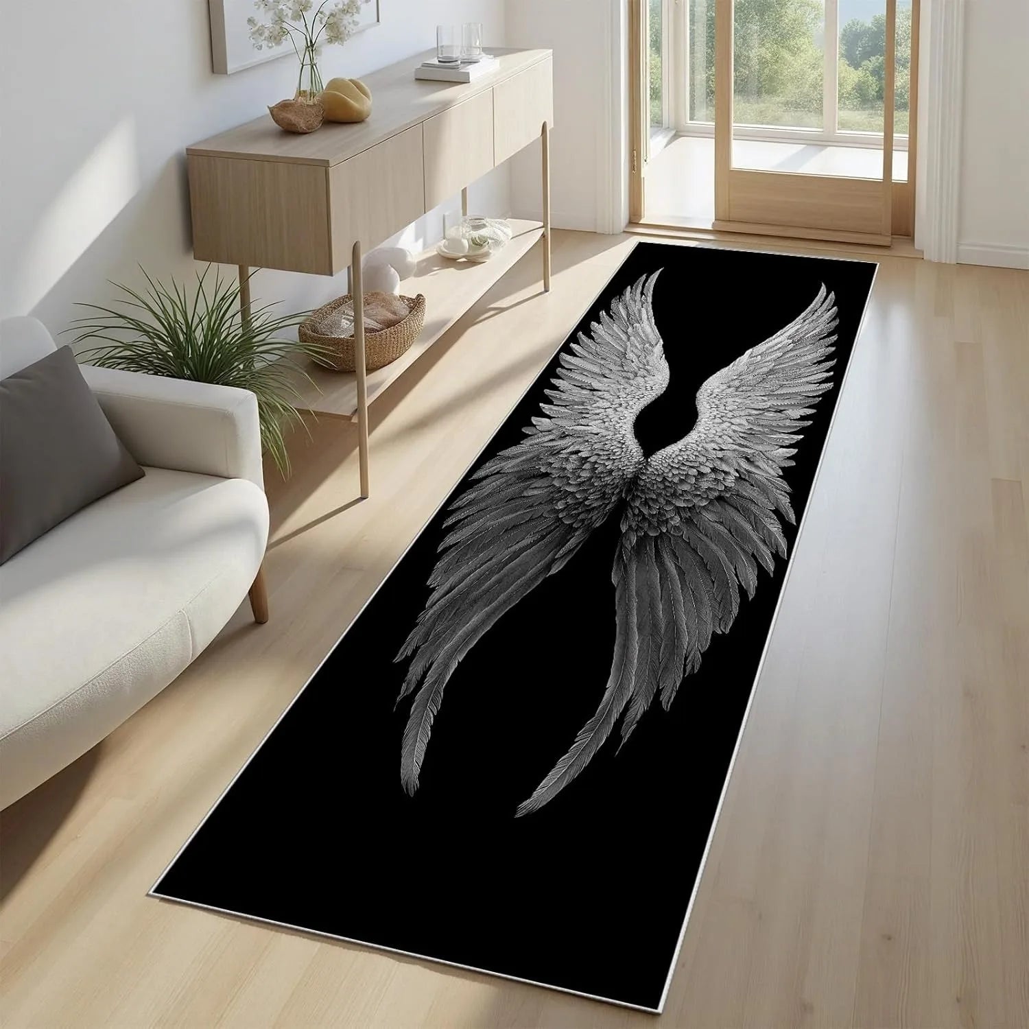 Perfecsy Skull Pattern Gothic Runner Rug Red Black Rose Decor Carpet Soft Non-Slip Art Home Decor Mat for Hallway Living Room