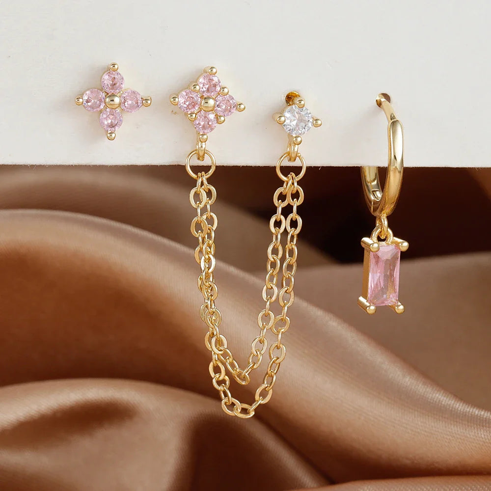 SORI STYLE Zodiac Birthstone Earrings Set for Everyday Celestial Style — flat-lay composition