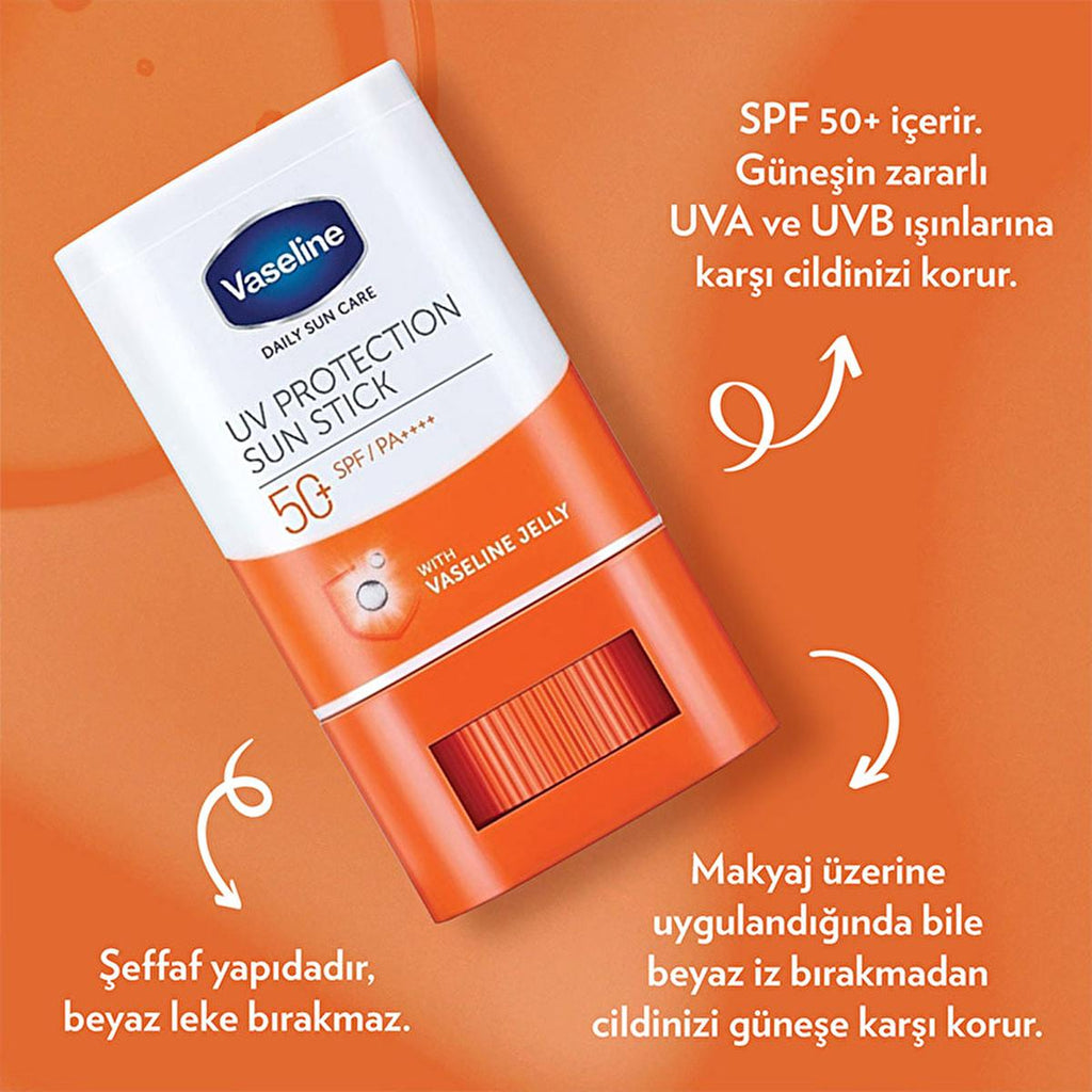Vaseline SPF 50+ Sunscreen Stick: Daily UVA/UVB Protection, Clear & Non-Greasy, Watermelon Scented - Face & Body Sun Protection