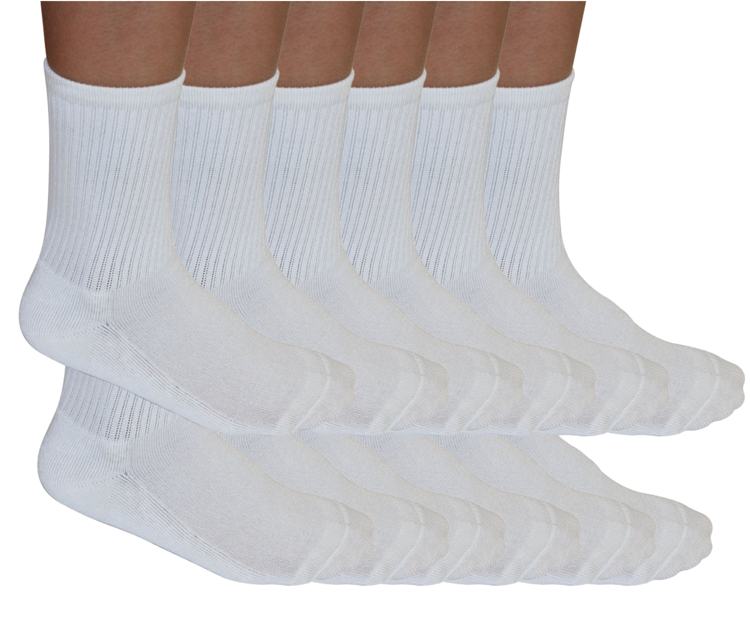 Spun Bamboo 3/4 Crew Athletic Bamboo Viscose Socks Unisex White Color - 12-pack — main product shot
