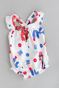 Mila & Rose ® SALE Mer-Made in the USA Ruffle Cross Back Romper — main product shot