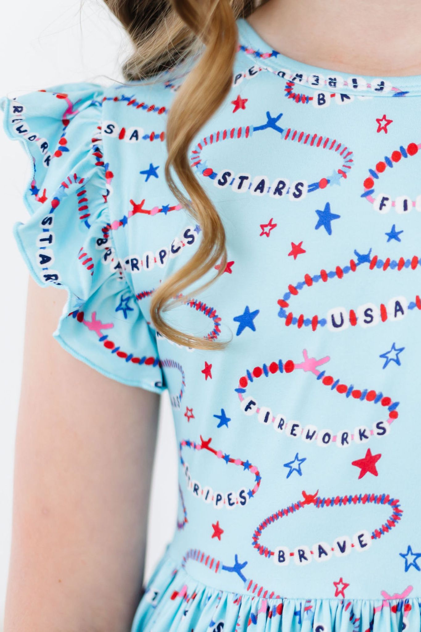 Mila & Rose ® SALE Miss Americana (Mila's Version) Flutter Sleeve Twirl Dress — detail close-up