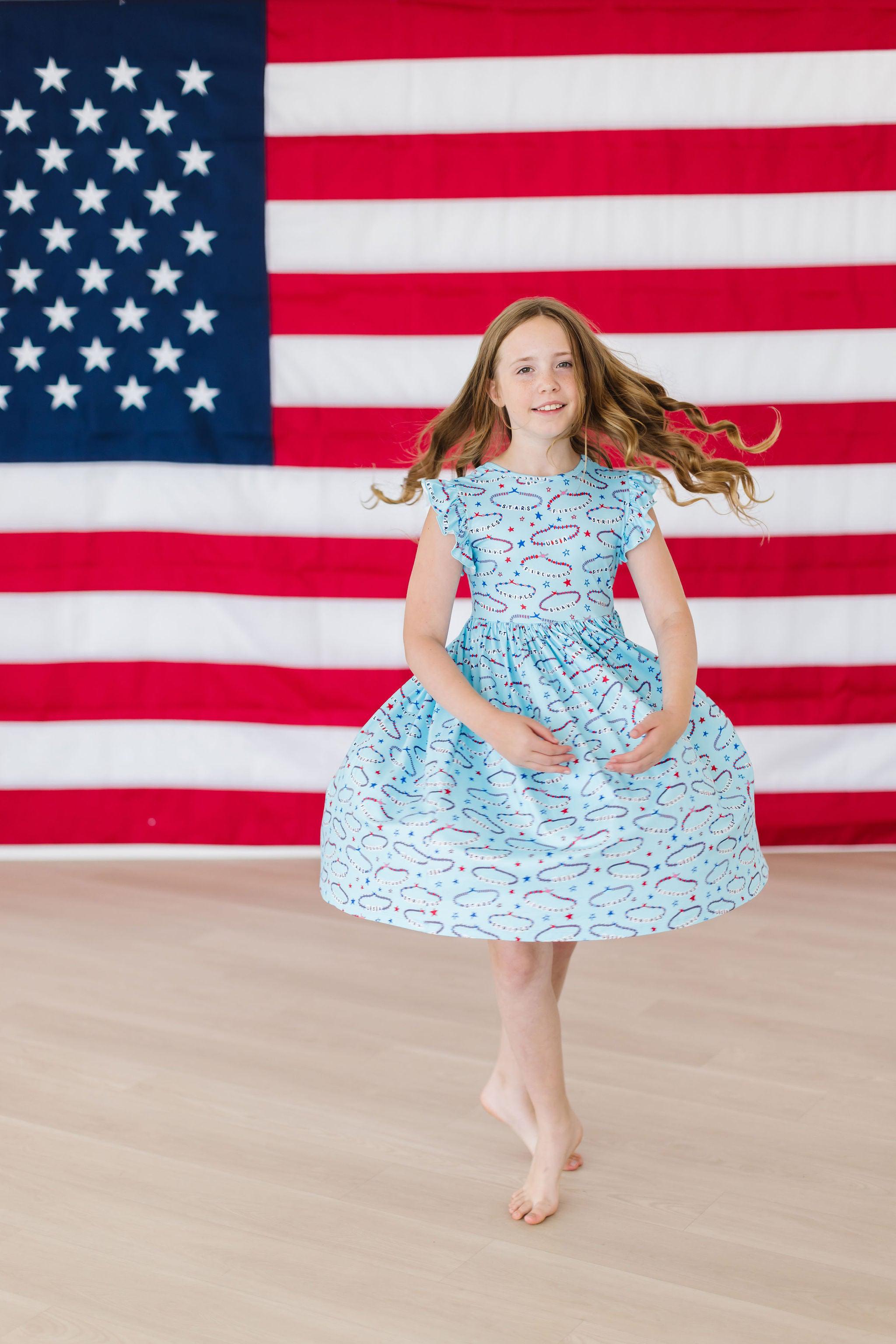 Mila & Rose ® SALE Miss Americana (Mila's Version) Flutter Sleeve Twirl Dress — side view