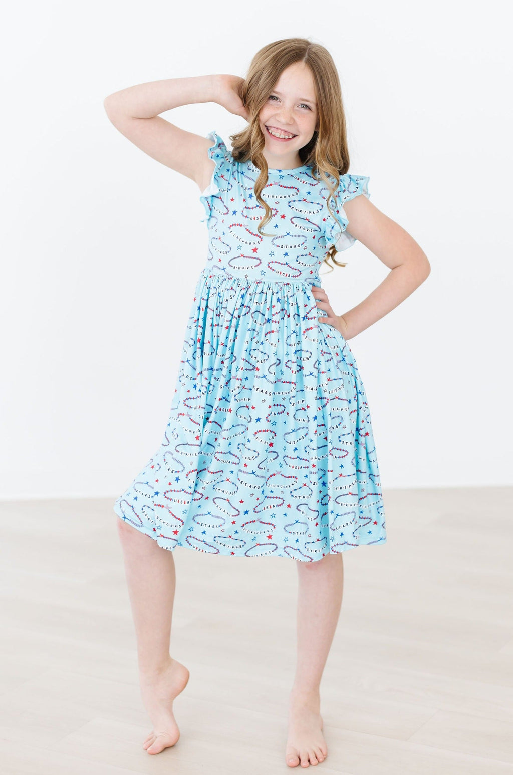Mila & Rose ® SALE Miss Americana (Mila's Version) Flutter Sleeve Twirl Dress — back view
