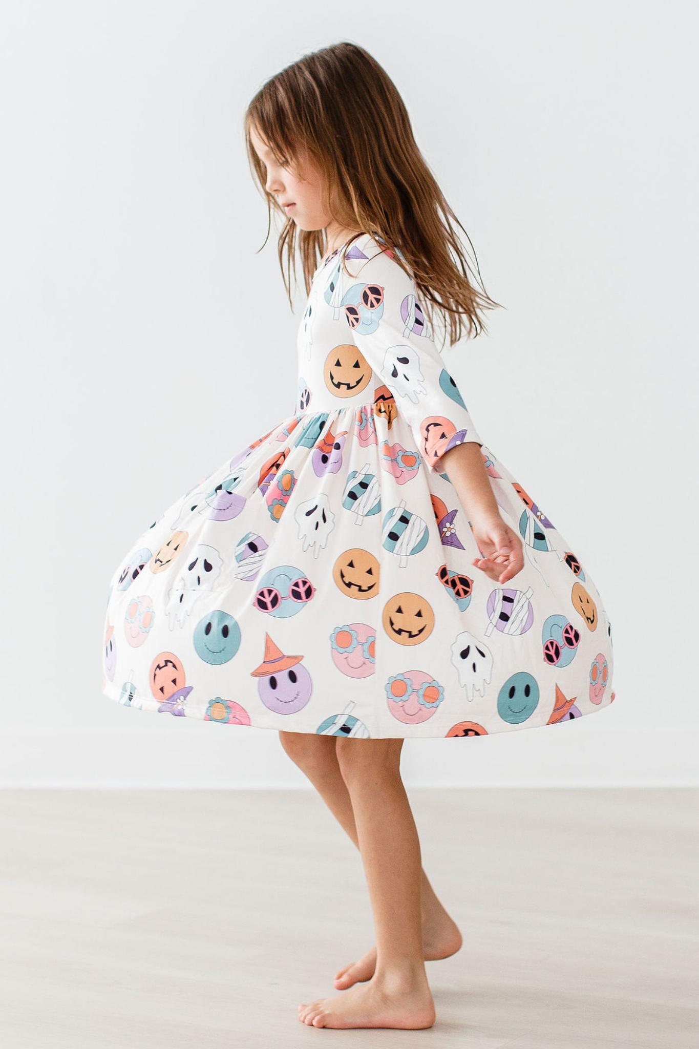 Mila & Rose ® SALE Monster Mash 3/4 Sleeve Pocket Twirl Dress — back view
