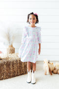 Mila & Rose ® SALE Pumpkin Picnic 3/4 Sleeve Ruffle Twirl Dress — main product shot
