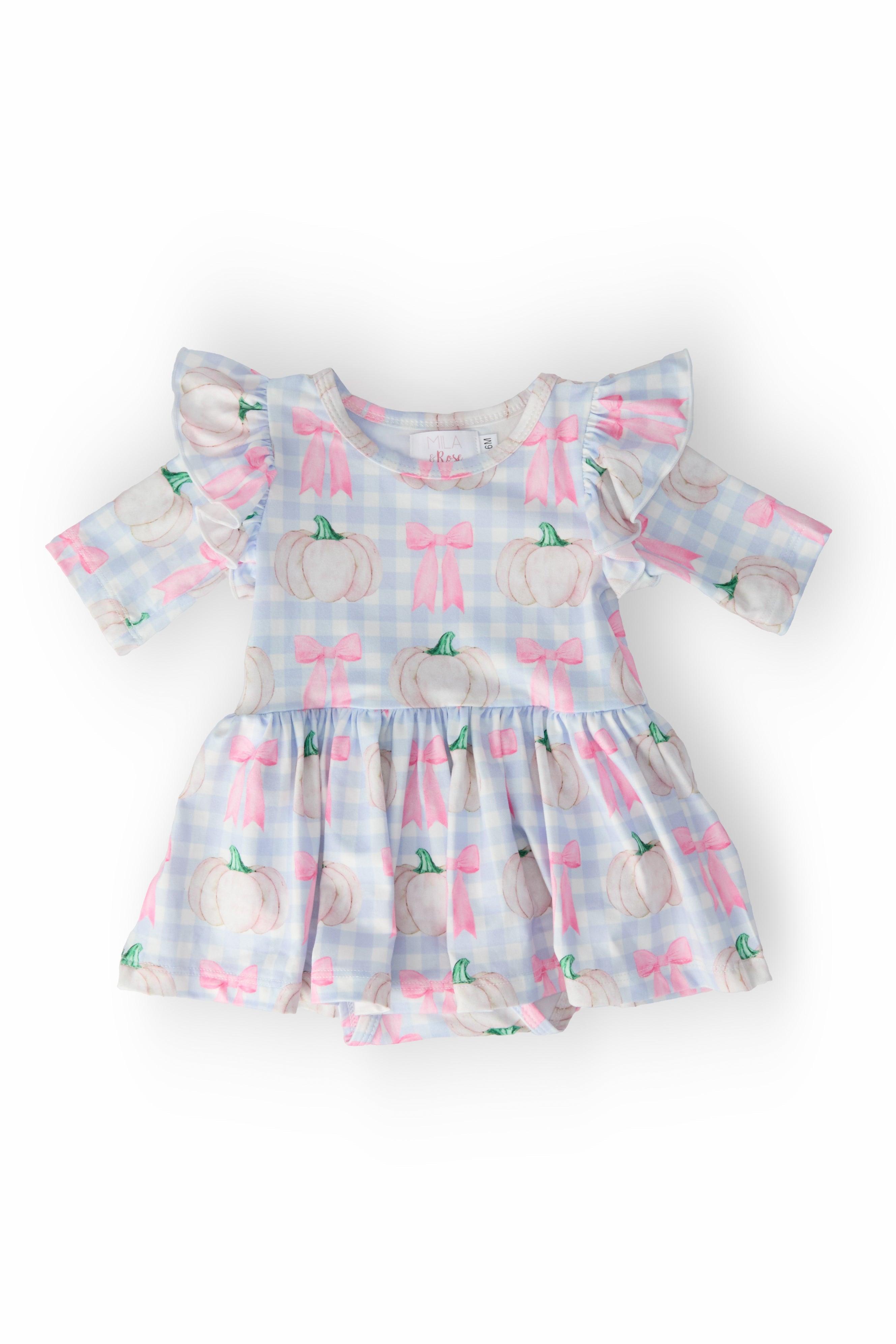 Mila & Rose ® SALE Pumpkin Picnic Twirl Flutter Bodysuit — main product shot